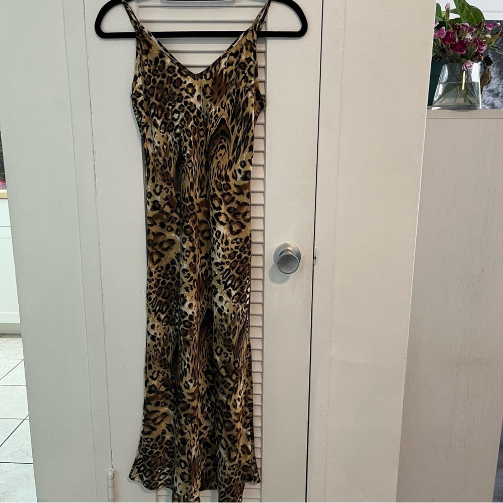 RD Style Leopard Print Midi Slip Dress